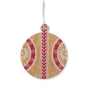 Wooden Hand Painted One Sided Bohemian Round Ball Ornament